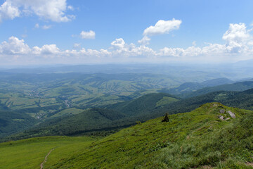 Mountain Carpathian landscape view from Pikuy