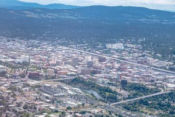 aerial oer spokane washington from airplane