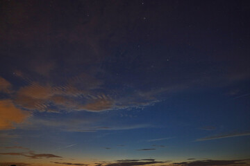 Evening sky with clouds and comet