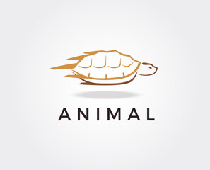 minimal turtle logo template - vector illustration