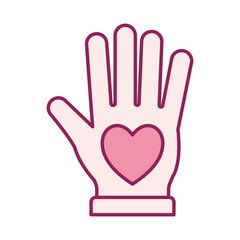 heart in hand line and fill style icon design of Charity and donation theme Vector illustration