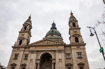 Fototapeta na wymiar Facade of St. Stephen Church in downtown Budapest, Hungary