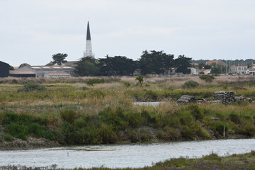 Eglise d'Ars en R&eacute; et ses marais