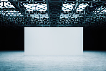 Contemporary showroom with blank white exhibition stand.