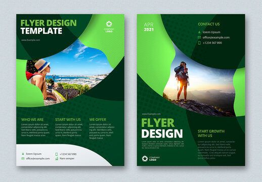 Business Flyer Layout with Green Circle Elements
