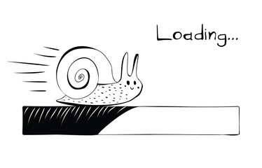 Hand Drawn Snail or Slug with Loading Bar Isolated