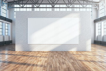 Modern exhibition interior with empty poster concrete wall