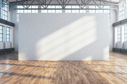 Large Exhibition Interior With Empty Concrete Wall