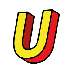 3d u letter design, lettering typography retro and comic theme Vector illustration © Grgroup