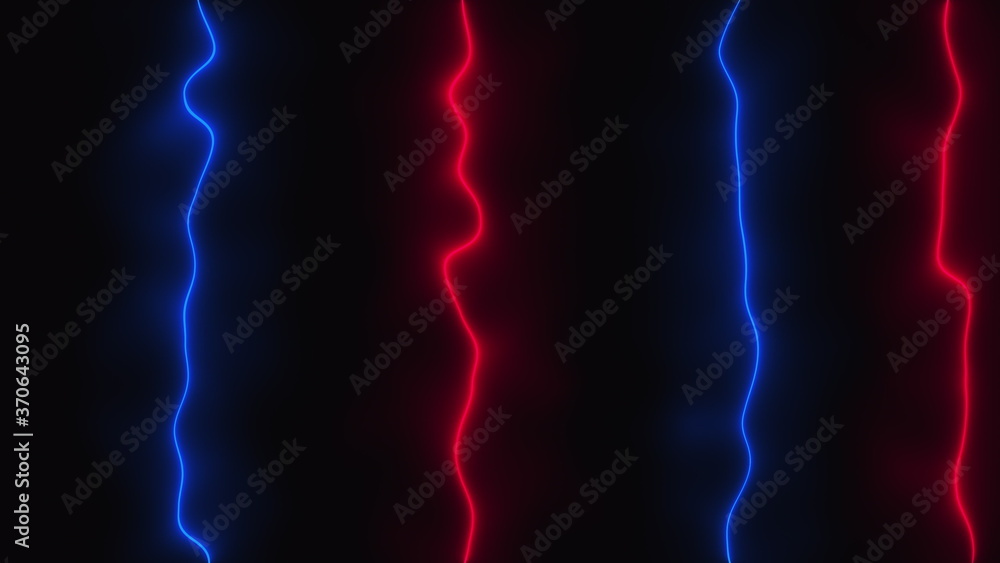 Poster abstract dark backdrop with neon vertical lines, computer generated. 3d render