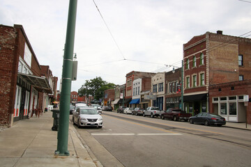 Main Street with old buildings and a lot of cars