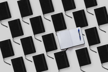 Flat lay of objects related to working from home, writing and drawing