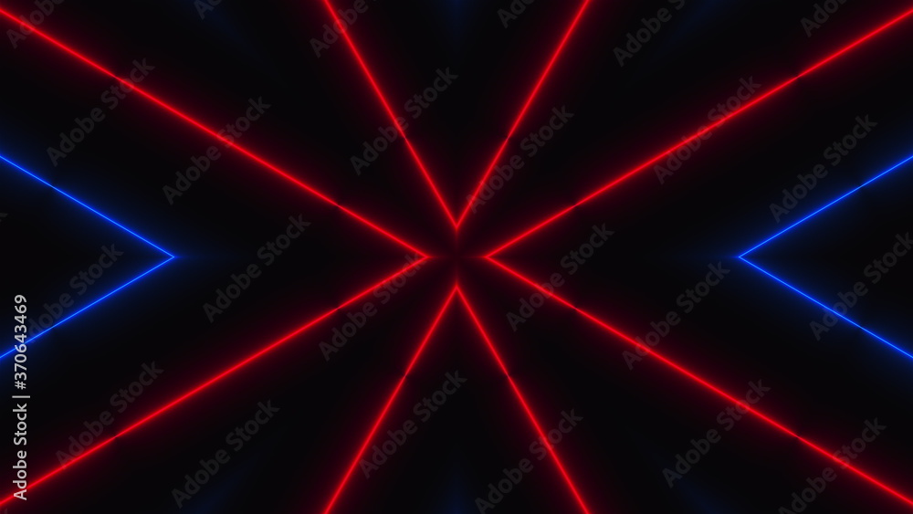Aufkleber abstract neon kaleidoscope, 3d rendering. computer generated backdrop changing geometries