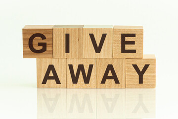 Give Away, word cube with white background