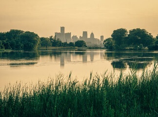 View of the Detroit from Belle Isle in the Summer.