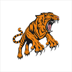 Tiger logo emblem template mascot symbol for business or shirt design. Vector Vintage Design Element, Tiger Face logo emblema modello mascotte simbolo per business o camicia design. 