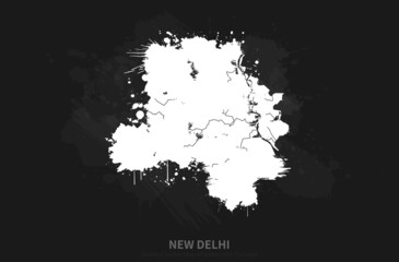 Vector Map of Watercolor Concepts in new delhi, india.