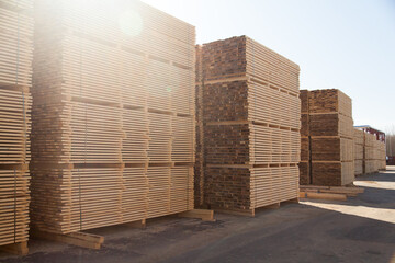 Stacks of planks at the sawmill
