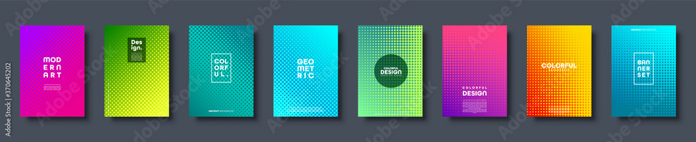 Wall mural halftone abstract background with dots. colorful gradient design. modern geometric banners with circ