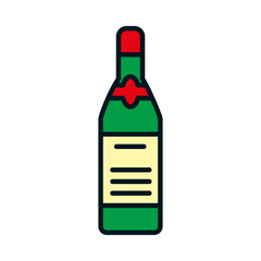 gin bottle icon, line and fill style