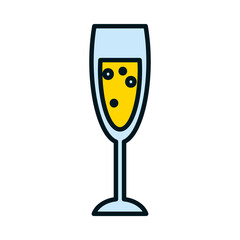 champagne glass icon, line and fill style