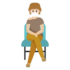 Woman using face mask