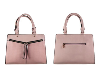 Pink leather bag.