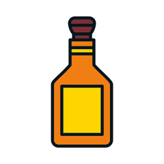 bottle of brandy icon, line and fill style