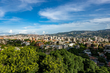 Fototapeta na wymiar The City of Caracas during a Beautiful afternoon, as seen from the Cota Mil