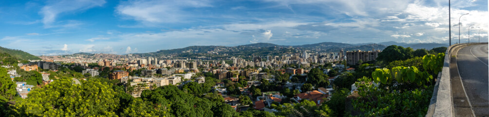 Fototapeta na wymiar Panoramic shot of the City of Caracas during a Beautiful afternoon, as seen from the Cota Mil