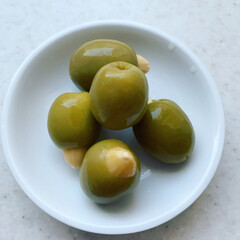 green olives in a bowl