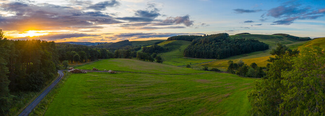 Panorama Sunset In Rural Scotland