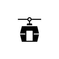 Obraz premium Cable car icon in black flat glyph, filled style isolated on white background