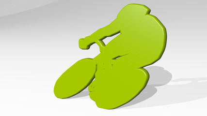 athletic cyclist 3D icon casting shadow. 3D illustration. athlete and active