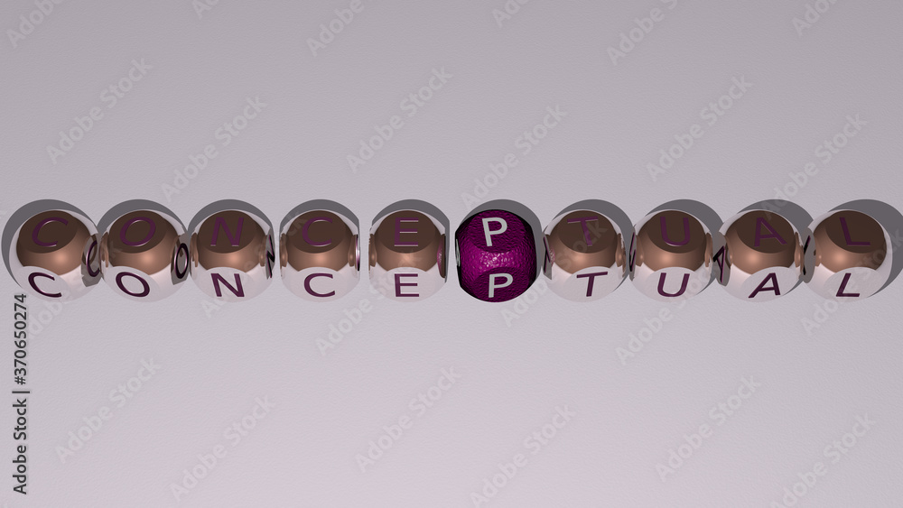 Poster conceptual text by cubic dice letters. 3d illustration. background and business