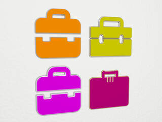 OFFICE BRIEFCASE 4 icons set. 3D illustration