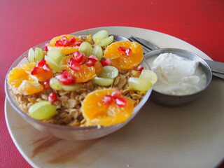 Fruit Muesli with Yogurt, Rishikesh, Uttarakhand, North India, India