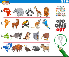 Obraz premium odd one out picture game with animal species
