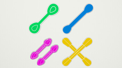 cotton swab colorful set of icons. 3D illustration