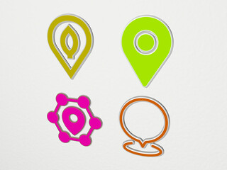 PLACEHOLDER 4 icons set. 3D illustration. background and design