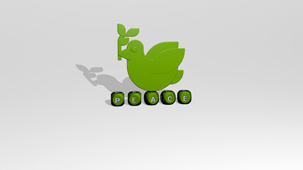 peace 3D icon over cubic letters. 3D illustration. background and beautiful