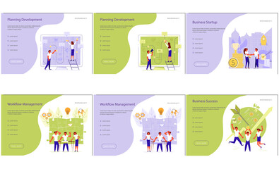 Naklejka premium Webpage template set of business process