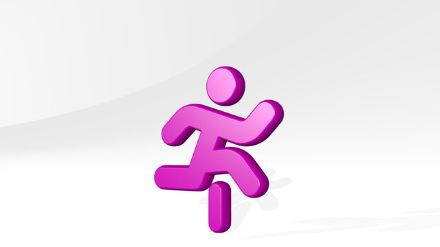 ATHLETICS JUMPING PERSON 3D icon casting shadow. 3D illustration. athlete and competition