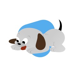 Illustration of White Dog Pulled out its Tongue Cartoon, Cute Funny Character, Flat Design