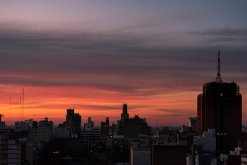 Fototapeta na wymiar Colorful sunset in the city
