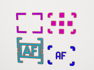 AUTO FOCUS 4 icons set. 3D illustration
