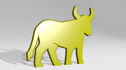 cow 3D icon casting shadow. 3D illustration. animal and background