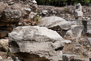 Athens, Greece, August 2020: The Ancient Agora of Athens  during the coronavirus period