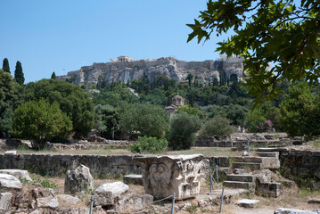 Fototapeta na wymiar Athens, Greece, August 2020: The Ancient Agora of Athens during the coronavirus period