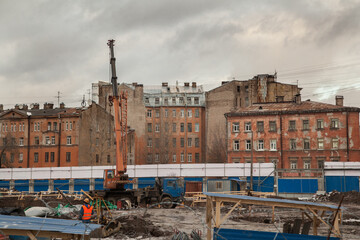 Fototapeta premium Reconstruction of vintage apartment house in Saint Petesburg